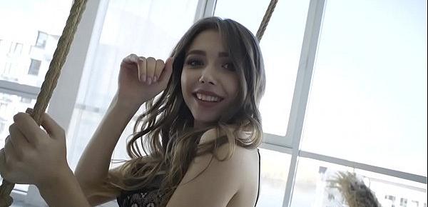  Sexy Mila Azul stripping in slow motion with her perfect Natural Boobs for Nudex